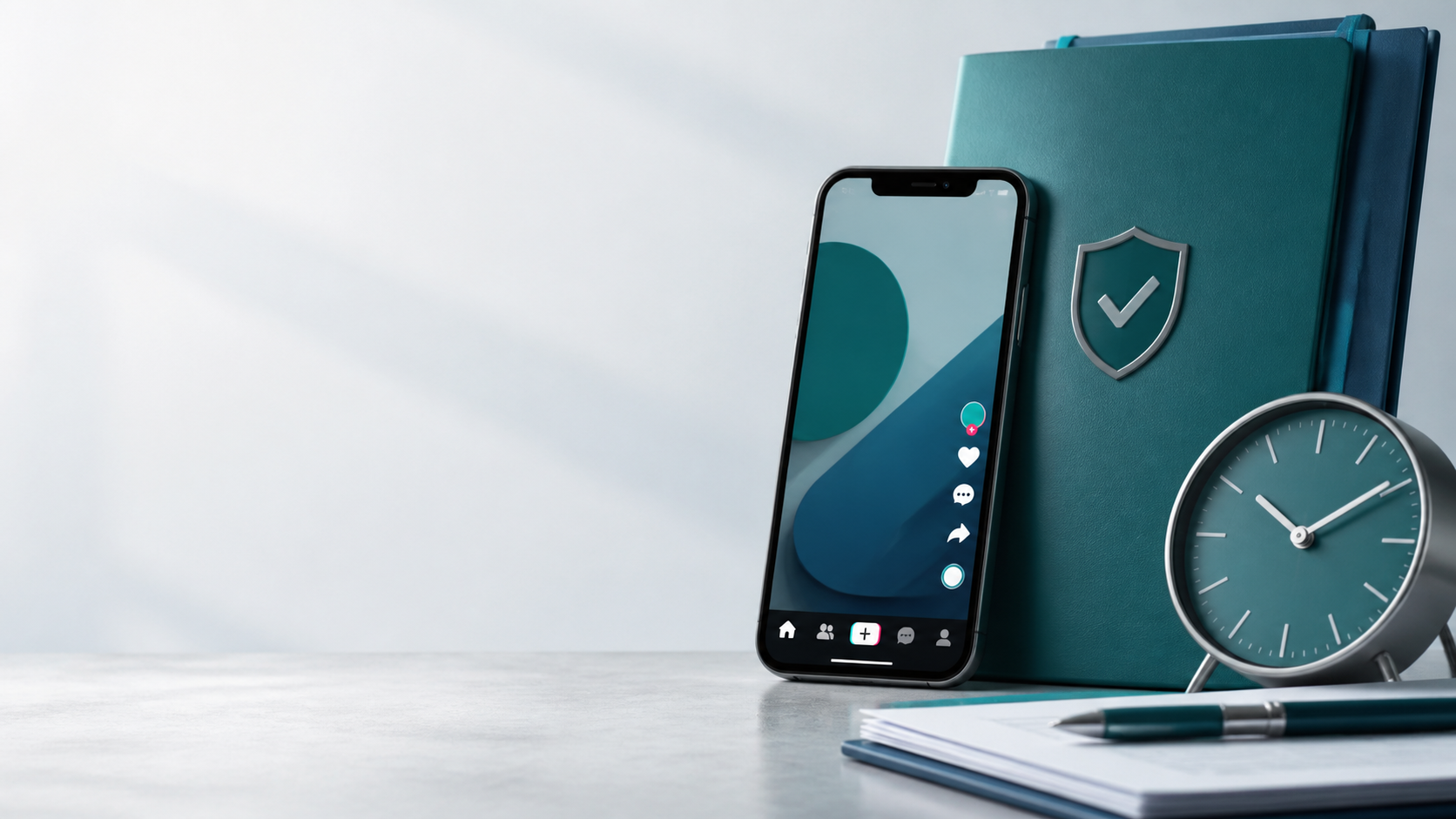 Celular, relógio e documentos de conformidade em ambiente profissional.
